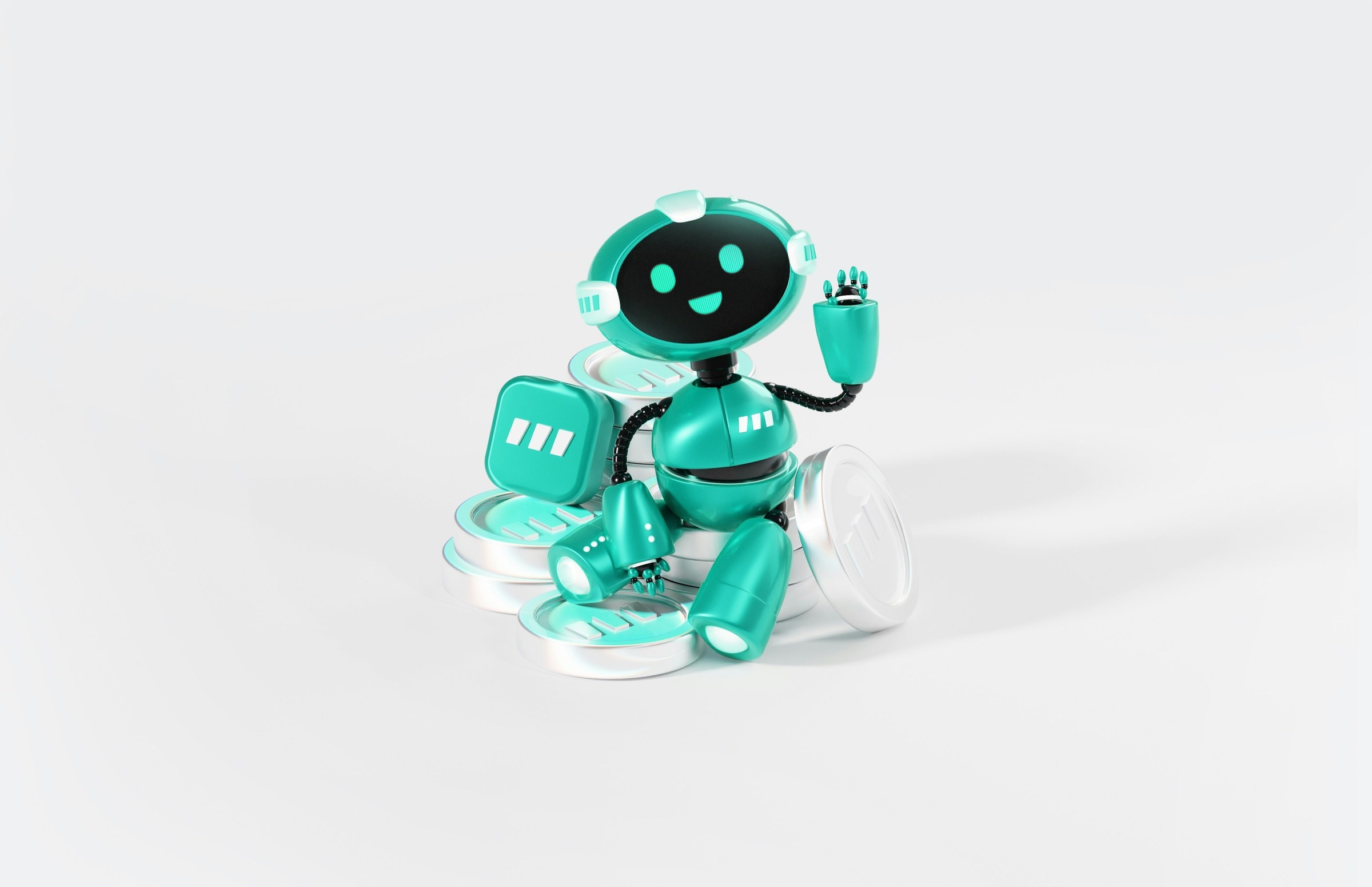 A friendly teal robot mascot representing Pallyfi's AI Accessibility Engineer.